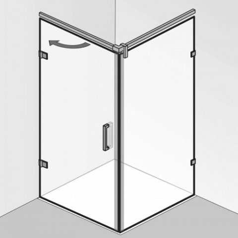 HSK Atelier Plan Pur Drehtür mit Seitenwand, Größe: bis 100,0 cm x 200,0 cm, Anschlag links, Duschkabinen: Schwarz-matt: Echtglas TwinSeal von HSK