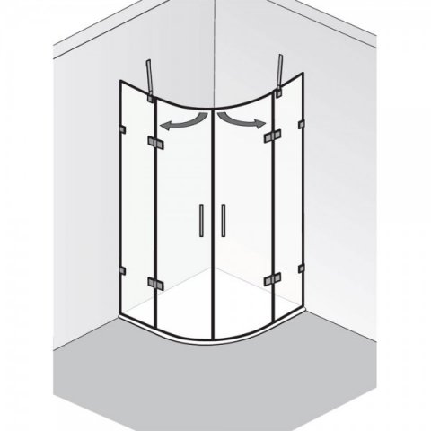 HSK Atelier Plan Pur Runddusche 4-teilig, Größe: bis 100,0 x 200,0 cm, Duschkabinen: Schwarz-matt: ESG klar mit Edelglas von HSK