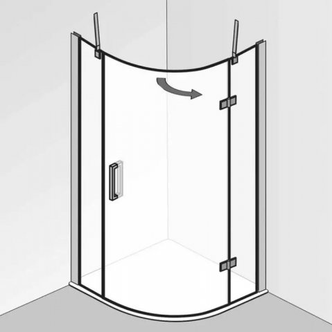 HSK Atelier Plan Runddusche 3-teilig, Maße: 100,0 cm x 100,0 cm x 200,0 cm, Anschlag Rechts, Duschkabinen: Chromoptik: ESG klar von HSK