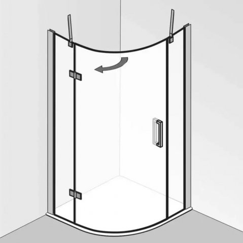 HSK Atelier Plan Runddusche 3-teilig, Maße: 90,0 cm x 90,0 cm x 200,0 cm, Anschlag Links, Radius 550 mm, Duschkabinen: Schwarz-matt: ESG klar von HSK