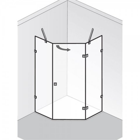 HSK Atelier Pur rahmenlos Fünfeckdusche mit Drehtür AP.60, bis 1000x2000mm, Anschlag rechts, Duschkabinen: Chromoptik: ESG klar mit Edelglas von HSK