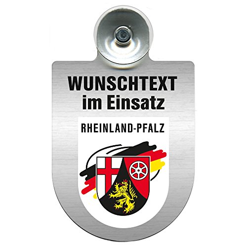 HSK Einsatzschild für Windschutzscheibe incl. Saugnapf - WUNSCHTEXT...Eigener Text - Wappen nach Wahl - 309470 Farbe Region Rheinland-Pfalz von HSK