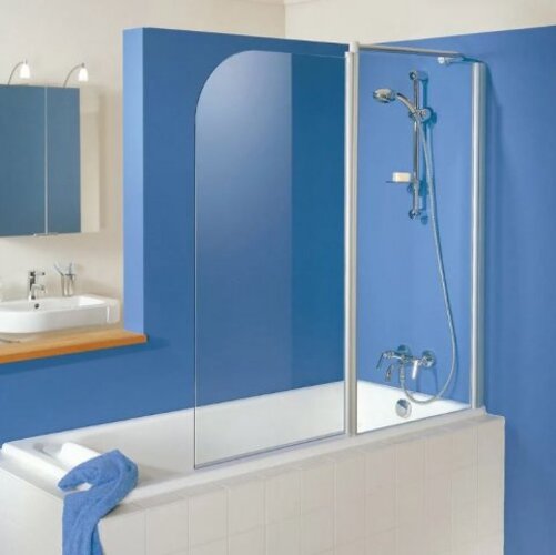 HSK Exklusiv Badewannenaufsatz mit Festelement, Größe: 100 x 140 cm, Festelement rechts, 446100-R-41-50edelglas von HSK