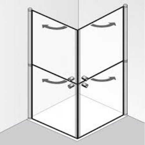 HSK Exklusiv Eckduschabtrennung mit Drehtüren und geteilten Elementen, 75x75cm, Höhe: 200cm, 423010-01-50edelglas von HSK