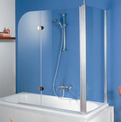 HSK Exklusiv Seitenwand zu Badewannenaufsatz, Größe: 70 x 140 cm, Anschlag rechts, Duschkabinen: Alu-silbermatt: ESG klar mit Edelglas von HSK