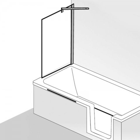 HSK Favorit Nova Seitenwand zu Badewannenaufsatz, Größe: 75 x 140 cm, Anschlag: rechts/links (drehbar), Duschkabinen: Alu-silbermatt: ESG klar von HSK