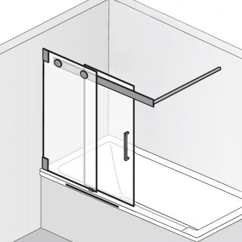 HSK K2 Badewannenaufsatz, Schiebetür 2-teilig, Größe: bis 100,0 x 150,0 cm, Anschlag: links, Duschkabinen: Chromoptik: ESG klar von HSK