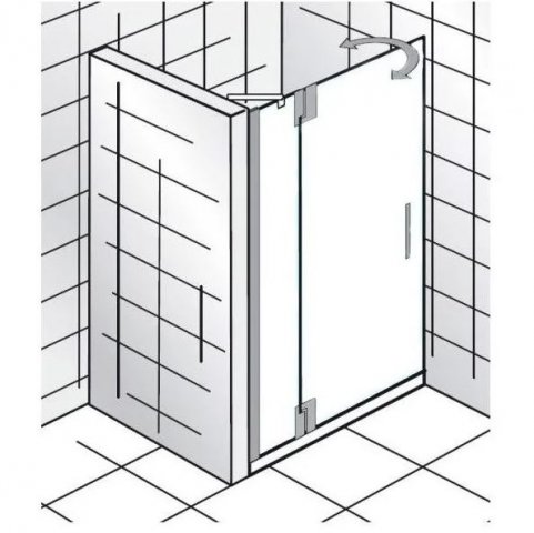 HSK K2P Drehtür an Nebenteil für Nische, Größe: 120,0 x 200,0 cm, Türanschlag links, Duschkabinen: Chromoptik: ESG klar mit Edelglas von HSK