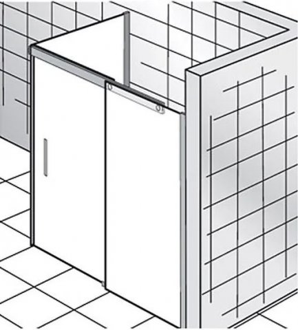 HSK K2P Gleittür 2-teilig mit Seitenwand, Größe: 120,0 x 90,0 x 200,0 cm, Anschlag rechts, Seitenwand links, Duschkabinen: Chromoptik: ESG klar mit Edelglas von HSK