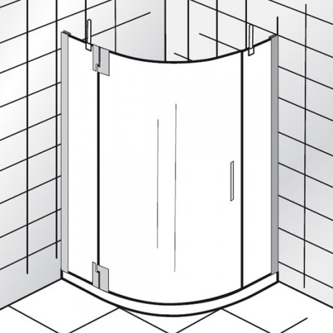 HSK K2P Runddusche, 3-teilig, 100x100 cm, Türanschlag links, Radius 55 cm, 2153100550, Duschkabinen: Chromoptik: ESG klar mit Edelglas von HSK