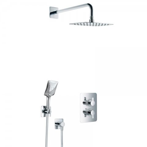 HSK Shower-Set 2.04 Softcube, mit Wandarm gebogen, chrom, 1002204, Ausführung: mit Kopfbrause Softcube super-flach, 550x350x2mm - 1002204-KB15 von HSK