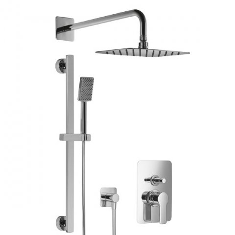 HSK Shower-Set 2.25 Softcube, mit Wandarm gebogen, chrom, 1000225, Ausführung: mit Kopfbrause Softcube, super-flach, 400x250x2mm - 1000225-KB14 von HSK