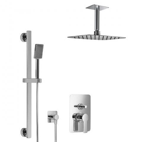 HSK Shower-Set 2.25 Softcube mit Deckenarm, chrom, 1000225-RKB10, Ausführung: mit Kopfbrause Softcube, super-flach, 400x250x2mm von HSK