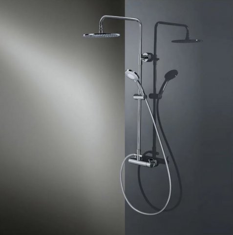 HSK Shower-Set Modell RS 200 Mix, mit Einhand-Hebelmischer, 1006500, Ausführung: mit Kopfbrause rund, super-flach, Ø400 mm, Höhe 2 mm - 1006500KB12 von HSK