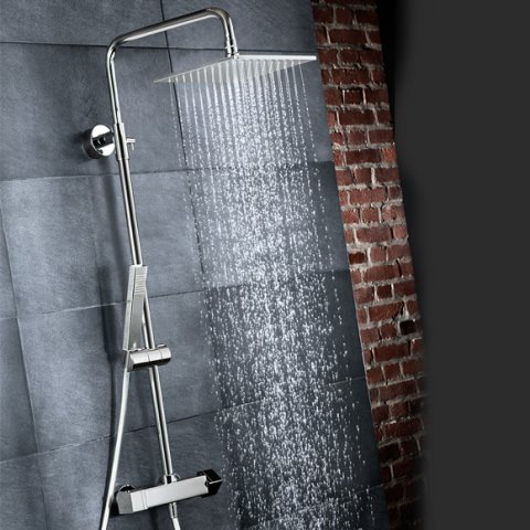 HSK Shower-Set Modell RS 500 mit Thermostat, 1005500, Ausführung: mit Kopfbrause eckig, flach, 300x300x8 mm - 1005500-KB7 von HSK