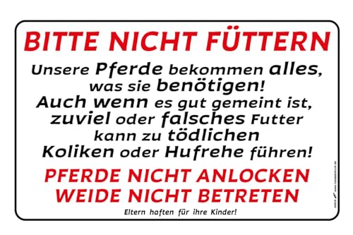 HSK XXL Schild Pferde | Bitte Nicht füttern | Koliken | Warnhinweis Warnung Hinweis Verbotsschild | 40 cm von HSK