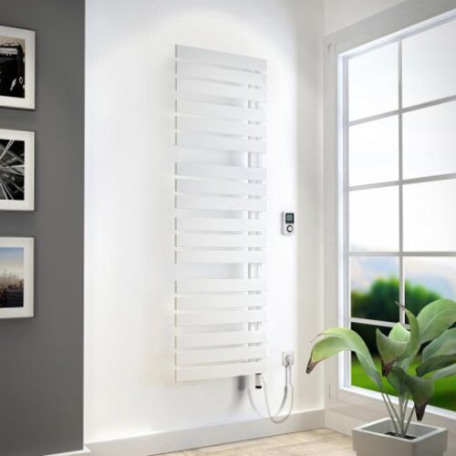 HSK Yenga Badheizkörper für rein elektrischen Betrieb, 800 W, Größe: 50,0 x 182,4 cm, Heizstab weiß, Heizstab rechts, Öffnung Rohre links, 8750180-GL-88-404R von HSK