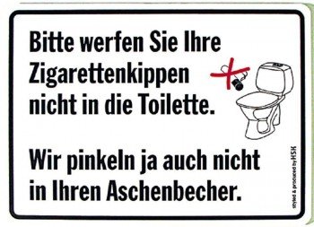 Hinweisschild - Bitte werfen Sie Ihre Zigarettenkippen... - Gr. ca. 25 x 15cm - 309020 von HSK