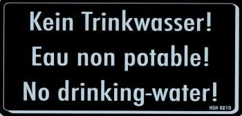 Hinweisschild - KEIN TRINKWASSER - EAU NON POTABLE! NO DRINKING-WATER - Gr. 20 X 10 cm schwarz - 308210 Hinweisschild - KEIN TRINKWASSER - EAU NON POTABLE! NO DRINKING-WATER - Gr. 20 X 10 cm schwarz - 308210 von HSK