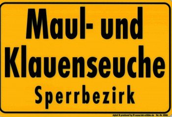 Hinweisschild - MAUL- UND KLAUENSEUCHE SPERRBEZIRK - 308506 - Gr. 30 x 20 cm von HSK