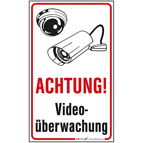 Hinweisschild Schild - Achtung ! Videoüberwachung - Gr. ca. 5 cm x 8,3 cm - 308815/2 von HSK
