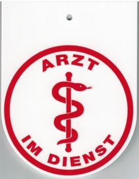 Hinweisschild f. Rückspiegel im Auto - ARZT/Pfleger/Pflegerin IM DIENST - Gr. 10x13cm - 308045/2 weiß incl. Saugnapf Farbe Arzt im Dienst von HSK