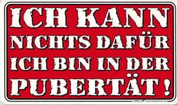 Lustiges Schild - ICH KANN NICHTS DAFÜR - PUBERTÄT! - 309262-25cm x 15cm - Tennager Jugendliche von HSK