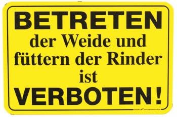 Schild - Füttern der Rinder verboten - Gr. ca. 30 x 20 cm - 308598 Schild - Füttern der Rinder verboten - Gr. ca. 30 x 20 cm - 308598 von HSK