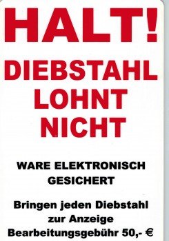 Schild - HALT - DIEBSTAHL LOHNT SICH NICHT - Gr. ca. 30 x 20 cm - 308588 von HSK