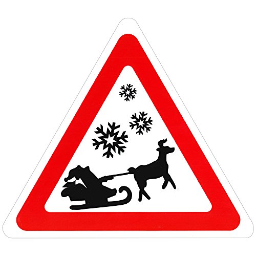 Schild Hinweisschild Vorsicht Weihnachtsmann mit Schlitten 308858/1 Gr. ca. 29,5cm x 34cm von HSK