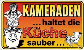 Schild - KAMERADEN HALTET DIE KÜCHE SAUBER - 309239 - Gr. ca. 25cm x 15cm Schild - KAMERADEN HALTET DIE KÜCHE SAUBER - 309239 - Gr. ca. 25cm x 15cm von HSK