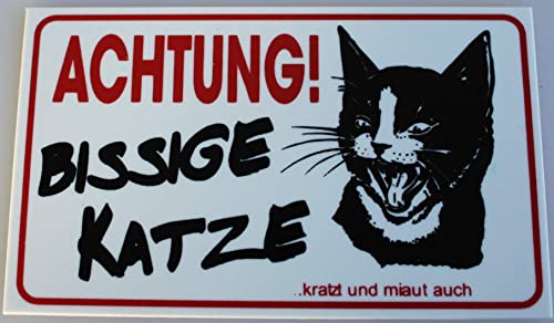 Schild Spaßschild - Achtung ! Bissige Katze - Gr. ca. 8 x 5 cm - 309232/1 von HSK