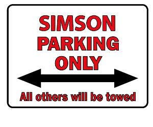 Schild aus Kunststoff - Parkschild - Simson Parking Only - Gr. ca. 40 x 30 cm - 303077 von HSK