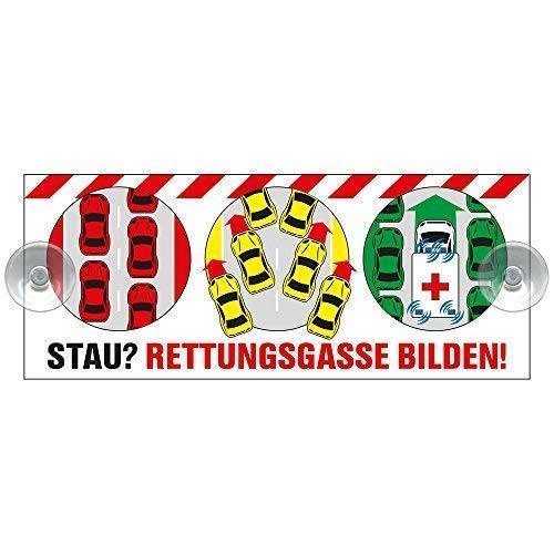 Schild mit 2 Saugnäpfe - Stau ? Rettungsgasse bilden ! - 309522 - Gr. ca. 21 x 8,5 cm von HSK