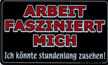 Schild mit Spruch - ARBEIT FASZINIERT MICH - 309261-25cm x 15cm - Beruf Job von HSK