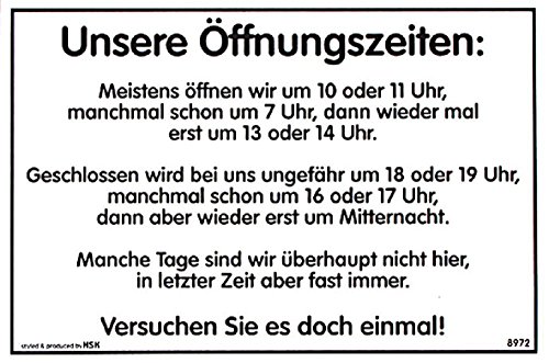 Spaß-Schild - Meistens öffnen wir um 10 oder 11. - 308972-30cm x 20cm - Kunststoffschild Laden Geschäft von HSK