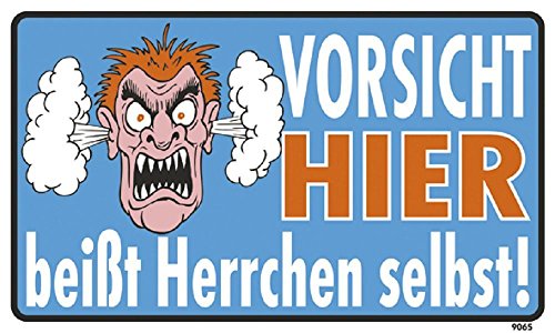 Spaß-Schild - VORSICHT HIER beißt Herrchen selbst - 309065 - Gr. 25 x 15 cm von HSK