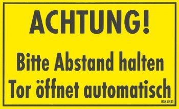 Warnschild - ACHTUNG - Bitte Abstand halten - Gr. ca. 25 x 15 cm - 308421 Warnschild - ACHTUNG - Bitte Abstand halten - Gr. ca. 25 x 15 cm - 308421 von HSK