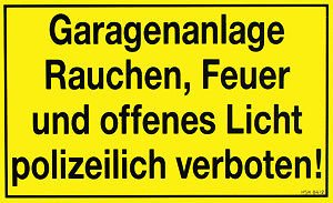 Warnschild - GARAGENANLAGE - Gr. 25 x 15 cm - Feuer Sicherheit - 308412 von HSK