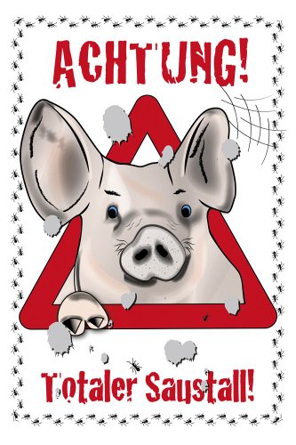 Witziges Schild - Achtung! Totaler Saustall - 309198 - Gr. 20x30cm - Tiere Schwein von HSK