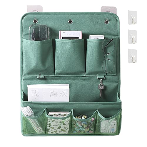HSLFUAI Hängender Organizer mit Taschen für Badezimmer, hinter der Tür, Schlafzimmer, Waschtisch, Hänge-Organizer, Tür-Organizer mit 3 klebrigen Wandhaken (2 Ebenen, grün) von HSLFUAI
