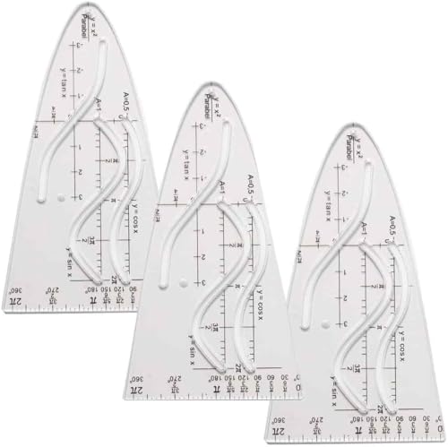 3 Stück Parabelschablone Mathe, Parabel Zeichenschablone Parabel Schablone, Die Maßbeständigeundformstabile Schablone Normalparabel Für Studenten Büro Designer Malerei,Cosinus Tangens von HSLPSM