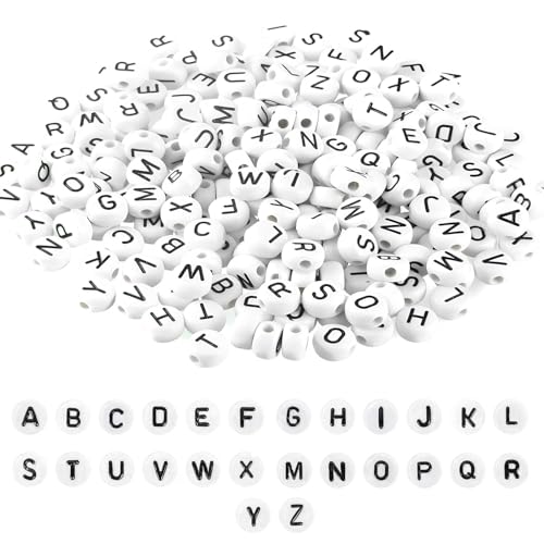 300 Stück Weiße Alphabet Perlen, A-Z Buchstaben Perlen, 7 Mm Alphabet Perlen Set, Perlen Acryle Spacer Beads Mit Loch Zum Auffädeln, Für Schmuckherstellung Diy Armbänder Halsketten Handwerk 300 Stück Weiße Alphabet Perlen, A-Z Buchstaben Perlen, 7 Mm Alphabet Perlen Set, Perlen Acryle Spacer Beads Mit Loch Zum Auffädeln, Für Schmuckherstellung Diy Armbänder Halsketten Handwerk von HSLPSM
