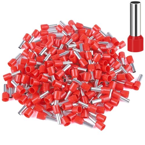 Aderendhülsen,150 Stück Aderendhülsen 10mm2,Rot Isolierte Hülsen,Adernendhulse 10mm²,Aderendhülsen 10mm² x 18mm Lang Rot,Adernhülsen Set,Kabelschuhe Set für Drahtverbindung Heimwerker von HSLXBY