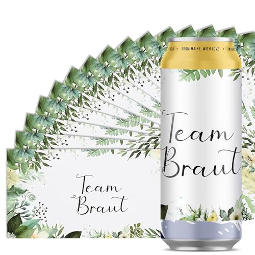 Team Bride Sticker,15 stk JGA Aufkleber für Prosecco Dosen,Braut + Team Braut Set,Dosen Flaschen Etikett,Aufkleber JGA,Aufkleber selbstklebend für Hochzeit Getränkedosen von HSLXBY
