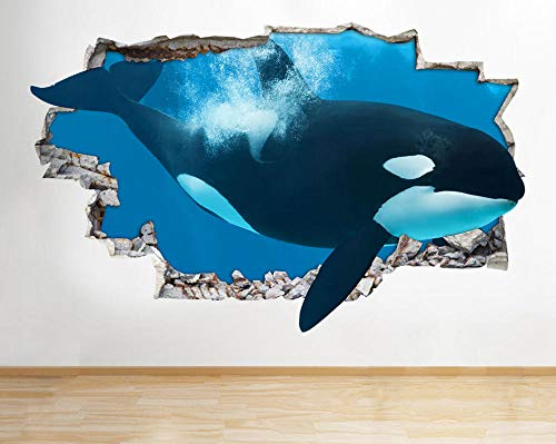 3D Wandaufkleber Orca Wal Ozean Meerwasser Schlafzimmer Wohnzimmer 70x110cm von HSLXQ