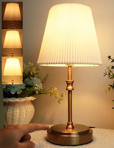 HSLighting Nachttischlampe Touch Dimmbar, 31.5cm Tischlampe Wohnzimmer Glühbirne 3 Helligkeitsstufen Einstellbar Schreibtischlampe Minimalistische Tischleuchte für Nachttisch Schlafzimmer Lesen Hotel von HSLighting