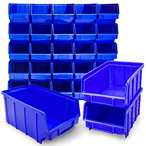 HSM Stapelboxen Gr. 3, 26 Stapelkästen, PP-Kunststoff, 248x145x127 mm, Blau, Made in Germany von HSM