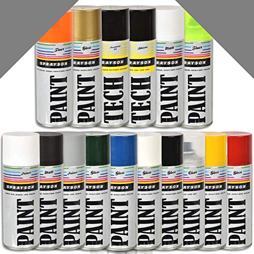 6 x HSM Grundierung Grau Spraydose Farbdose Glanzfarbe Gloss/Matt Lack Sprühfarbe BUNT 400 ml von HSM