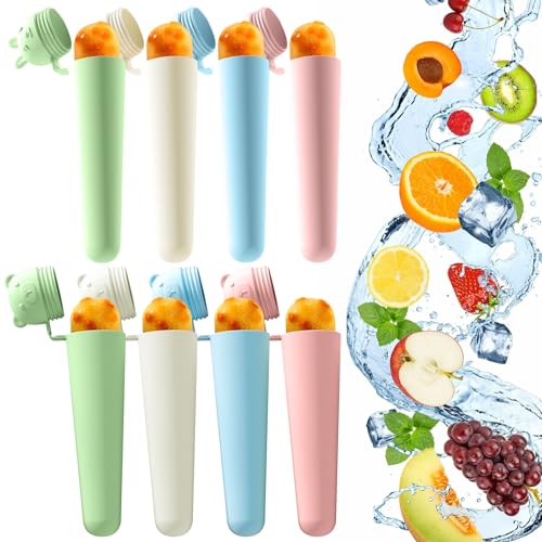 Eisformen Silikon, 8 Stück Wiederverwendbare Eisformen aus Silikon, Eisformen Wassereis mit Deckel, Kinder Eisformen, Eis am Stiel Eiscreme Formen Ice Pop Maker Wassereis Eislutscher BPA Frei von HSMHLYYB